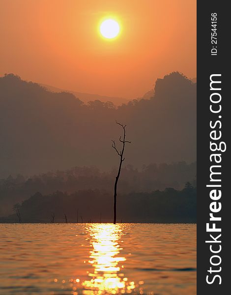 Sunrise Mountain and River .In Samprasob river Sangkhlaburi: Kanchanaburi,  Thailand,. Sunrise Mountain and River .In Samprasob river Sangkhlaburi: Kanchanaburi,  Thailand,