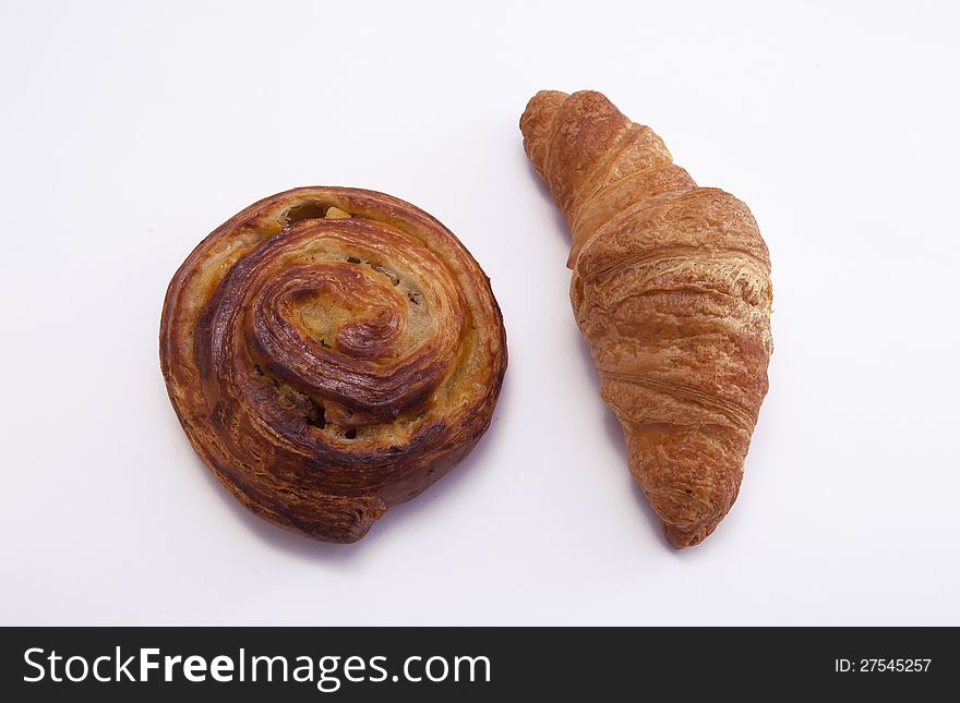 Pastries for breakfast isolated on white background. Pastries for breakfast isolated on white background