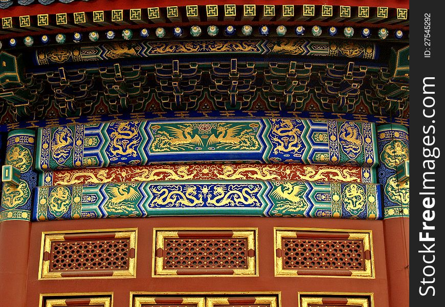 Hall of Prayer for Good Harvests architectural detail. Hall of Prayer for Good Harvests architectural detail.