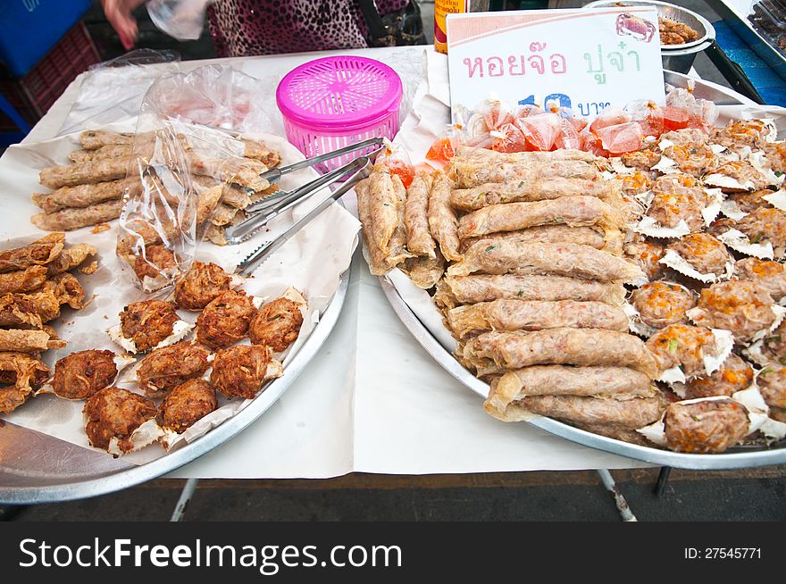 Deep-fried crab meat and minced pork in crab shell. Deep-fried crab meat and minced pork in crab shell