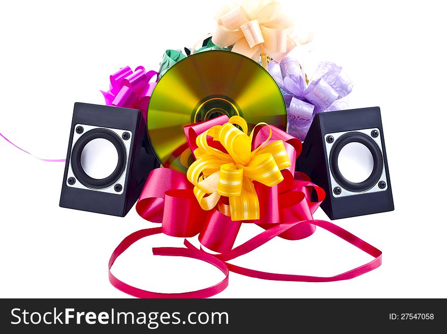 Musical gift concept shot isolated on white.