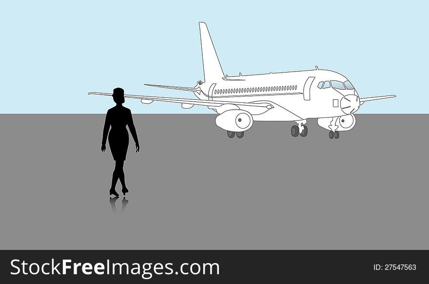 Airhostess And A Plane