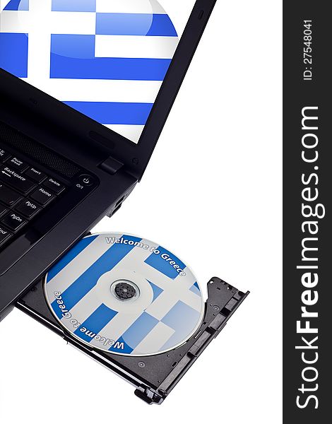 Greece flag CD concept isolated on white. Greece flag CD concept isolated on white.