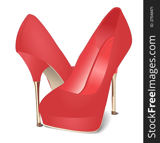 Illustration of red satin fashion shoes. Illustration of red satin fashion shoes.