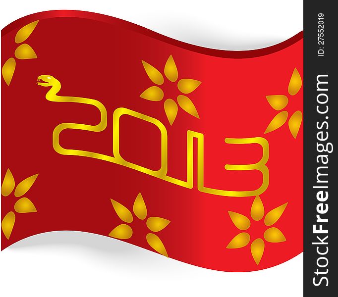 Red 2013 greeting flag, create by vector