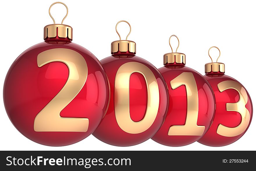 New Year 2013 bauble Merry Christmas balls ornament decoration classic. Lucky future time countdown. Xmas greeting card. Detailed 3d render. Isolated on white background. New Year 2013 bauble Merry Christmas balls ornament decoration classic. Lucky future time countdown. Xmas greeting card. Detailed 3d render. Isolated on white background