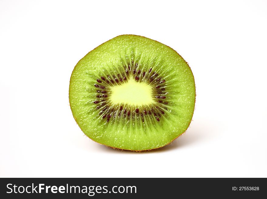 Close up fresh piece kiwi fruit isolated on white background