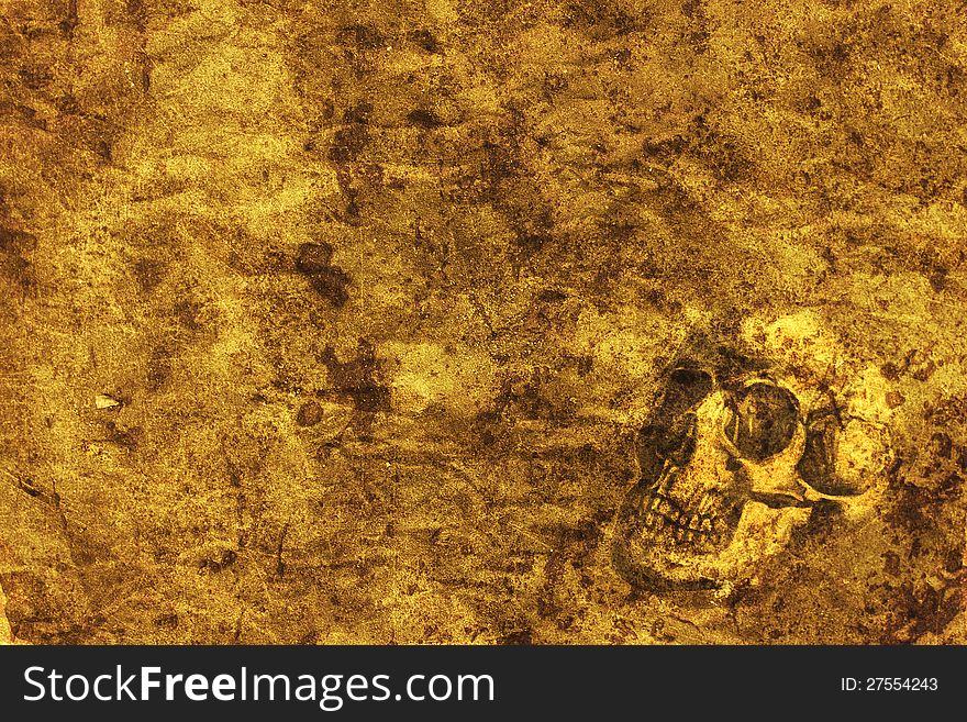 Old treasure map with a skull