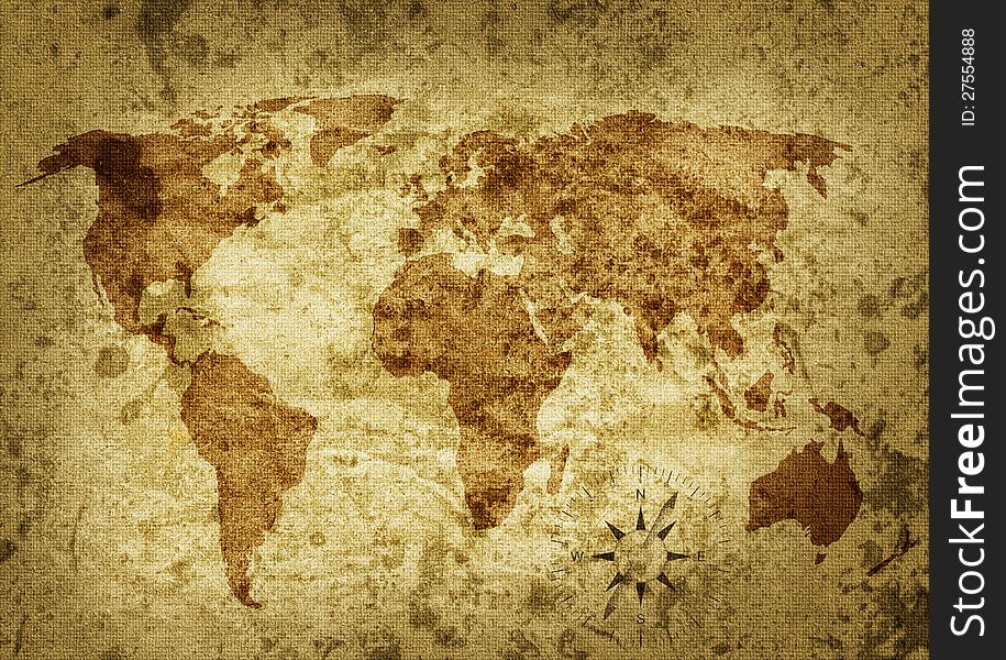 Old grungy map of the world. Old grungy map of the world