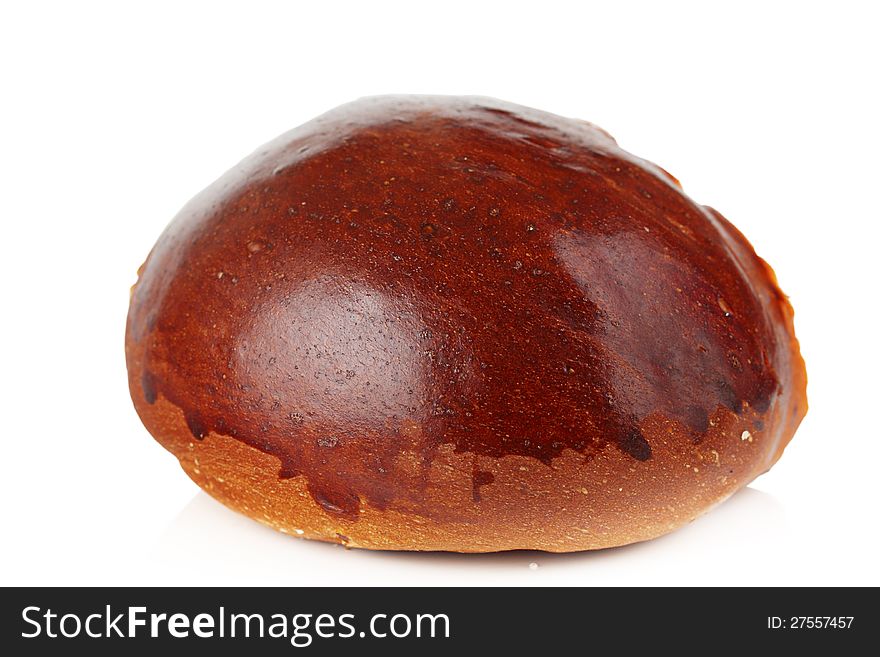 Glazed bun on a white background. Glazed bun on a white background.