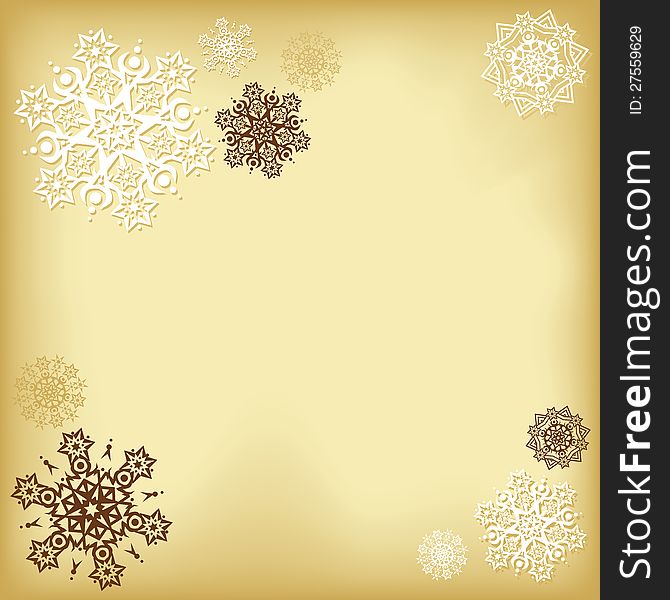 Old style vintage background with snowflakes