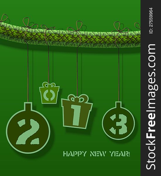 Abstract background with 2013 inscription and snake. Vector illustration 10eps