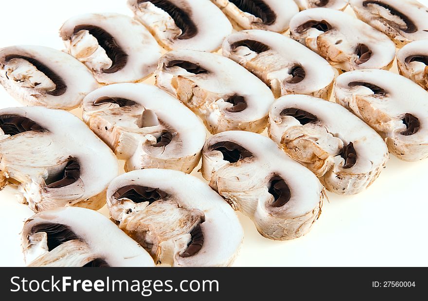 Mushroom slices for ingredients and raw. Mushroom slices for ingredients and raw