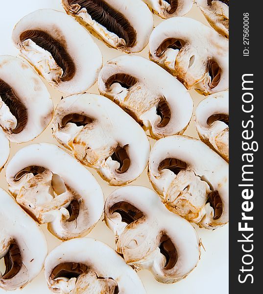 Mushroom slices for ingredients and raw. Mushroom slices for ingredients and raw