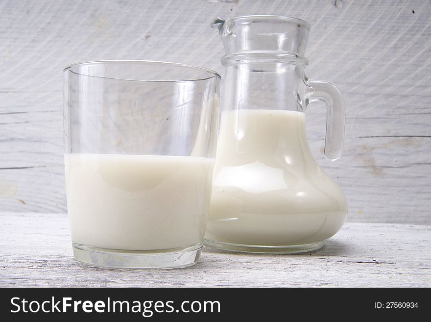 Jug And Glass With Milk And Sugars