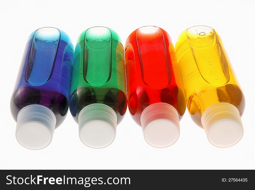 Mini sample bottles of colorful chemical. Mini sample bottles of colorful chemical