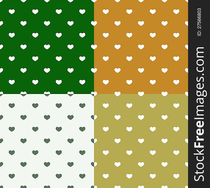 Set of vector seamless patterns with hearts. Set of vector seamless patterns with hearts