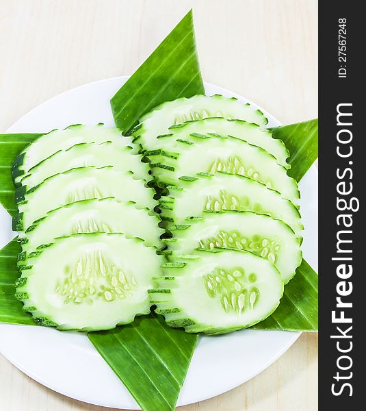 Cucumber sliced for eating with food. Cucumber sliced for eating with food