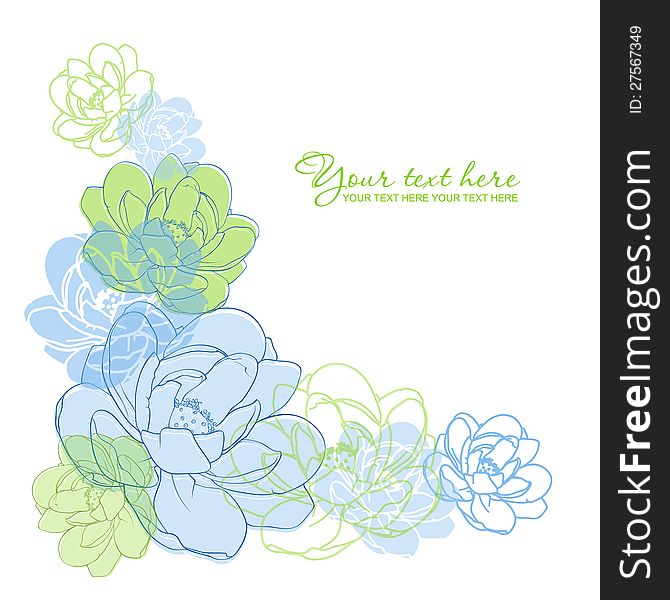 Romantic Flower greeting card. Place for your text. Vector. Romantic Flower greeting card. Place for your text. Vector.