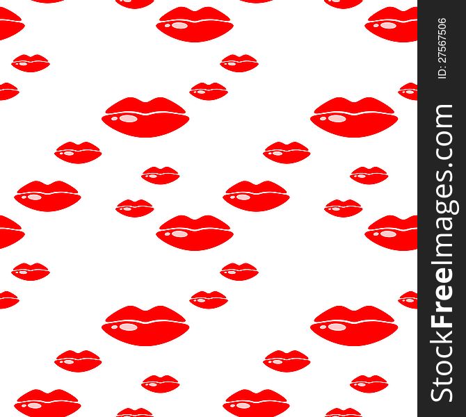Seamless background with lips. Vector illustration