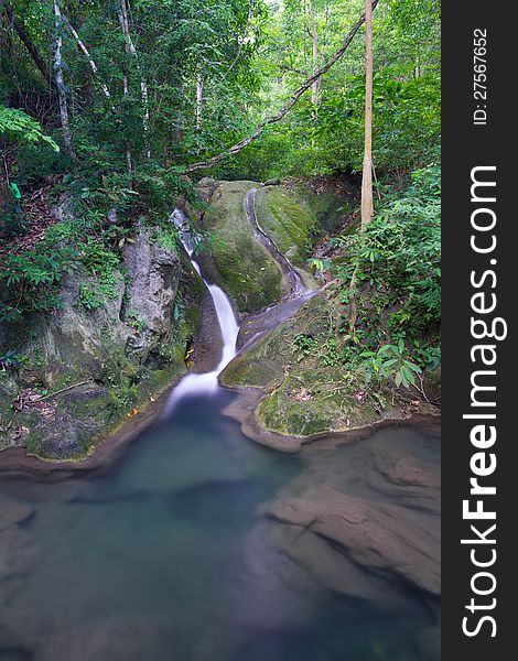 Deep forest waterfall (Erawan Waterfall) in Thailand. Deep forest waterfall (Erawan Waterfall) in Thailand