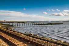 Railway Tracks And Pier Stock Photography
