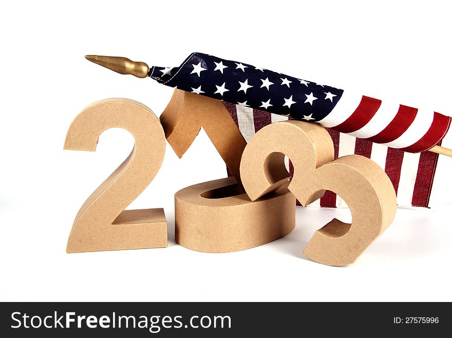 2013 In Paper 3D Numbers With An American Flag