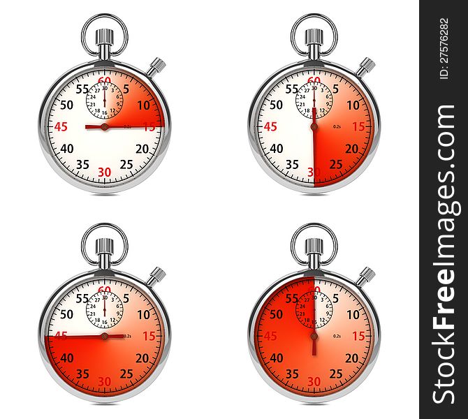 Stopwtach - Red Timers. Set on White Background. Stopwtach - Red Timers. Set on White Background.