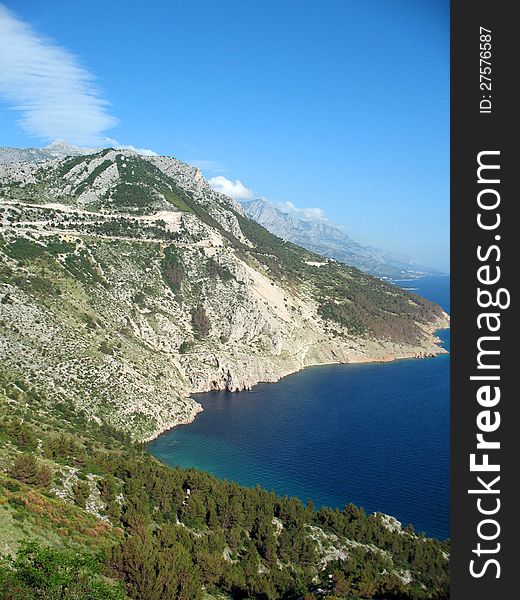 Picturesque sea bay and mountains in Horvatii. Picturesque sea bay and mountains in Horvatii