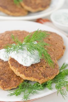 Liver Fritters With Pumpkin Closeup Royalty Free Stock Photography Liver Fritters With Pumpkin Closeup Royalty Free Stock Photography