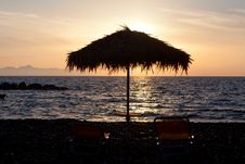 One Pair Of Sunchairs At Sunset Royalty Free Stock Photography One Pair Of Sunchairs At Sunset Royalty Free Stock Photography