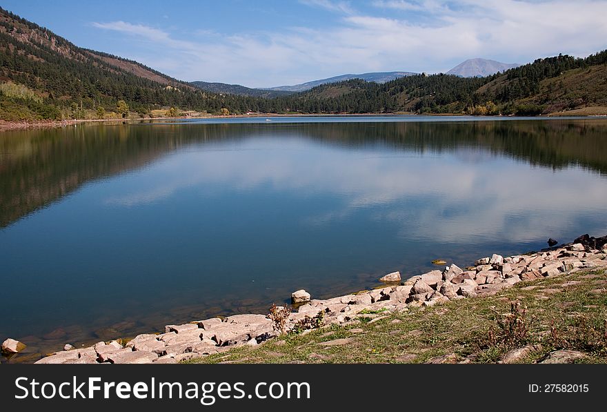 This photo of Monument Lake, located in southeastern Colorado, was taken in September, 2012. This photo of Monument Lake, located in southeastern Colorado, was taken in September, 2012.