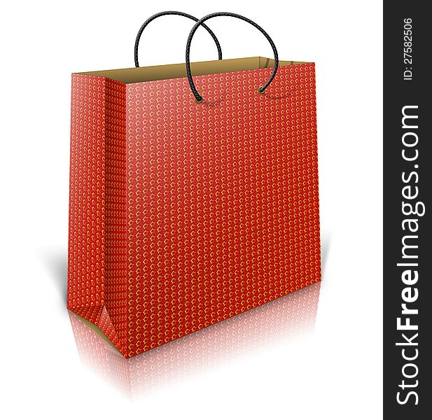 Illustration of colorful gift bag on white background.