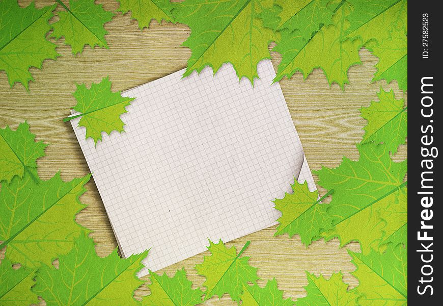 Maple Leaves Over Wooden Background