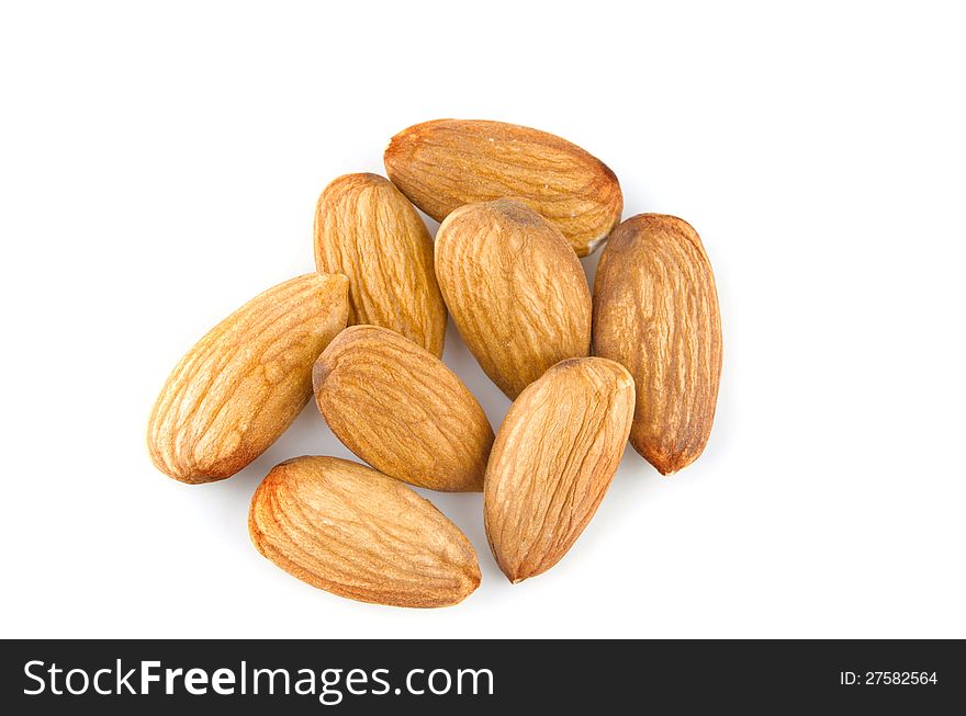 Almonds  on white background