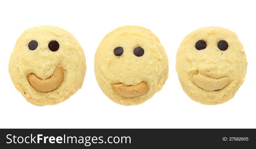 Set of Smiling cookies isolated on white