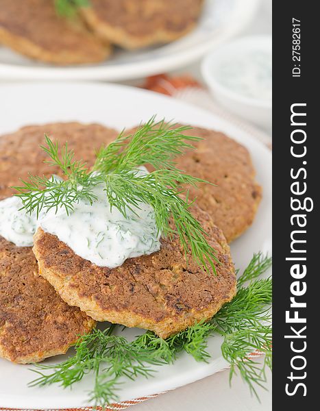 Liver Fritters With Pumpkin Closeup