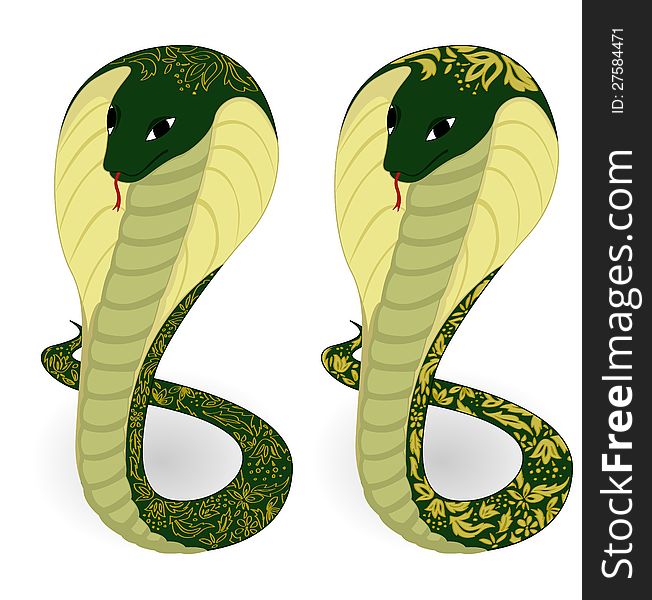 Green Snakes With Floral Pattern