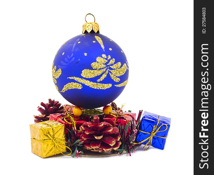 Christmas Blue Ball And Fancy Boxes