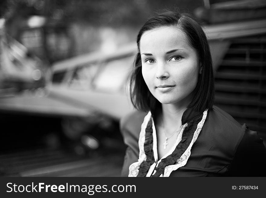 Romantic girl on an abstract background