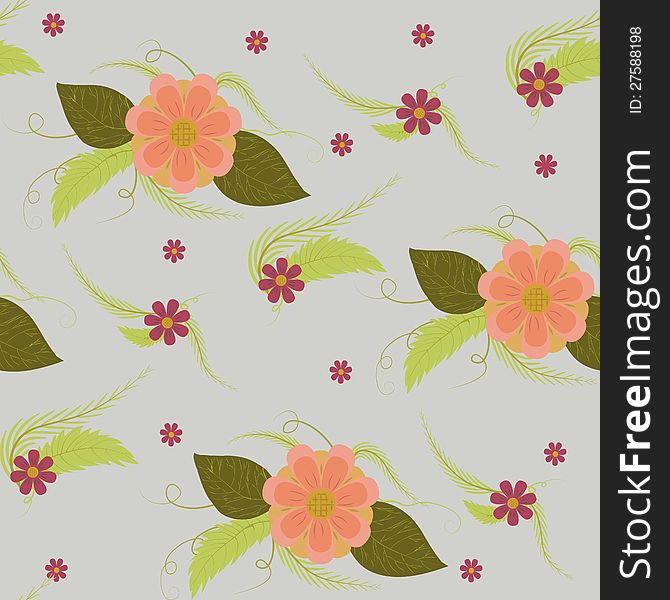 Simple flower seamless texture on a gray background