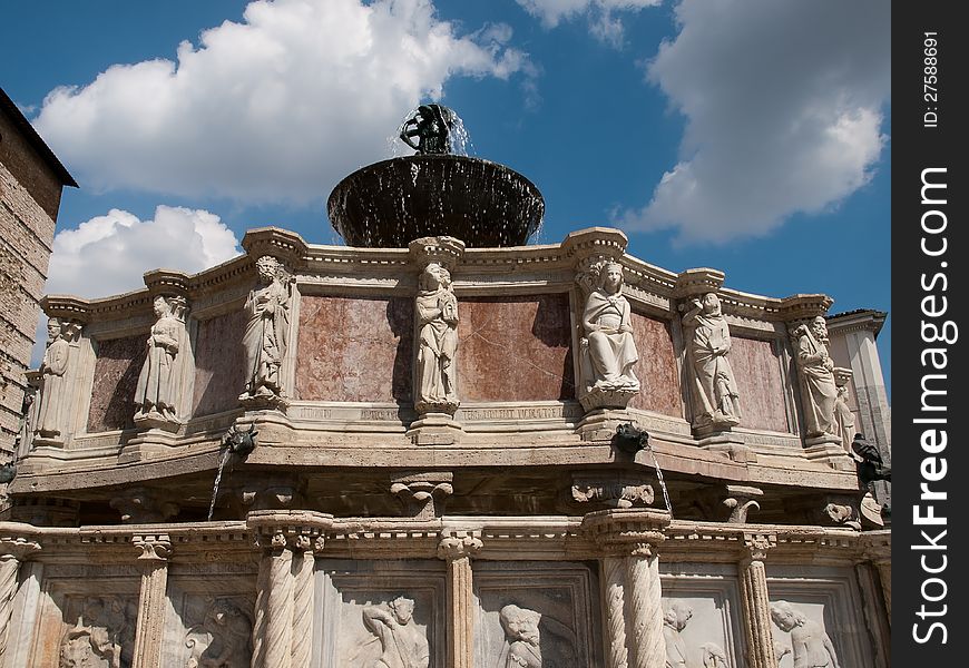 Fountain at Piazza Grande in Perugia. Fountain at Piazza Grande in Perugia