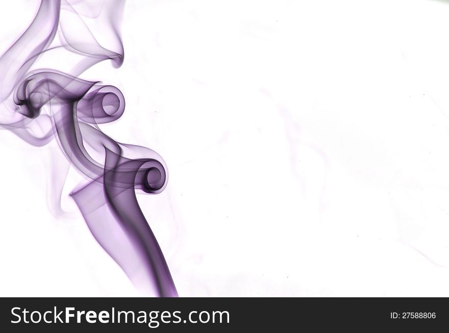 Purple smoke on white background