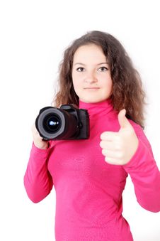 She Likes To Be A Photographer Isolated Stock Photography