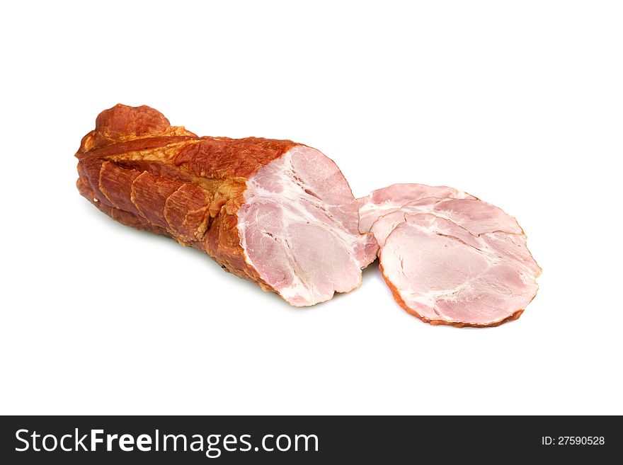 Smoked pork meat isolated on white background