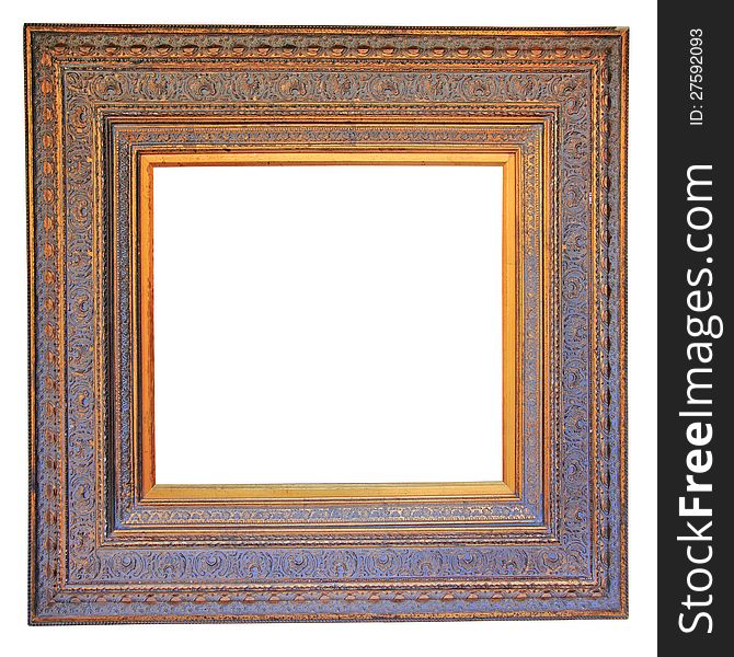 Vintage wood photo frame with clipping path