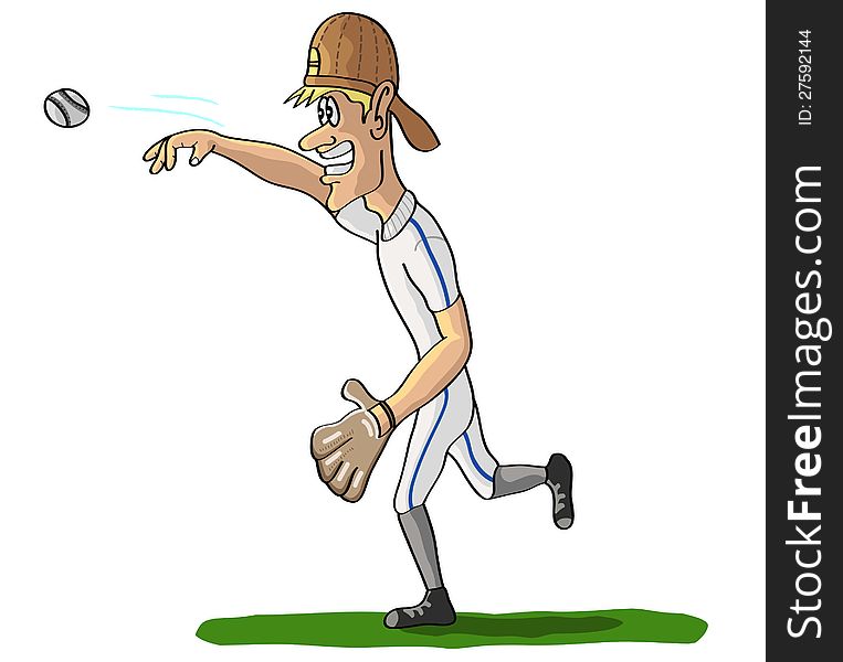 Illustration of a baseball pitcher throwing a ball.
