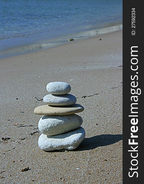 Stone stack on shore , close up. Stone stack on shore , close up