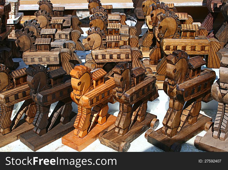 Trojan Horses For Souvenir in Troia,Canakkale,Turkey