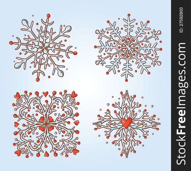 Snowflakes retro icon collection